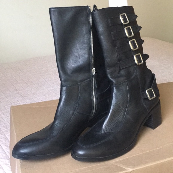 Zara Shoes - Biker-style High Heel Leather Boot